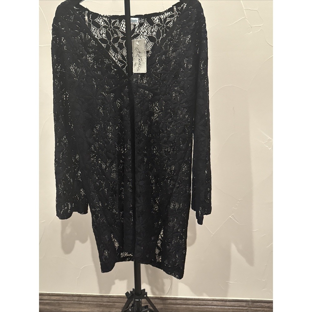 NWT J.Valdi Swimsuit Bikini Cover up Dress Top Size L Black